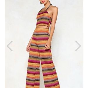 Multicolor Nasty Gal halter + wide leg pant set